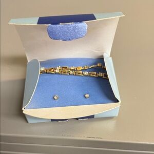 Avon Key of Life Necklace Bracelet and Earring Gift Set with Rhinestones New